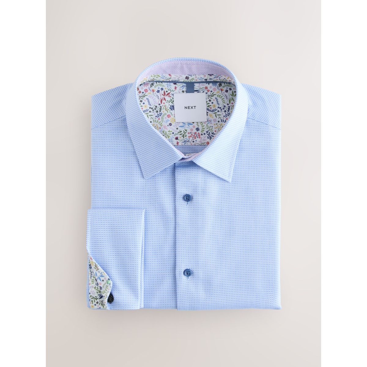 Chemise coton à manches longues bleu, NEXT
