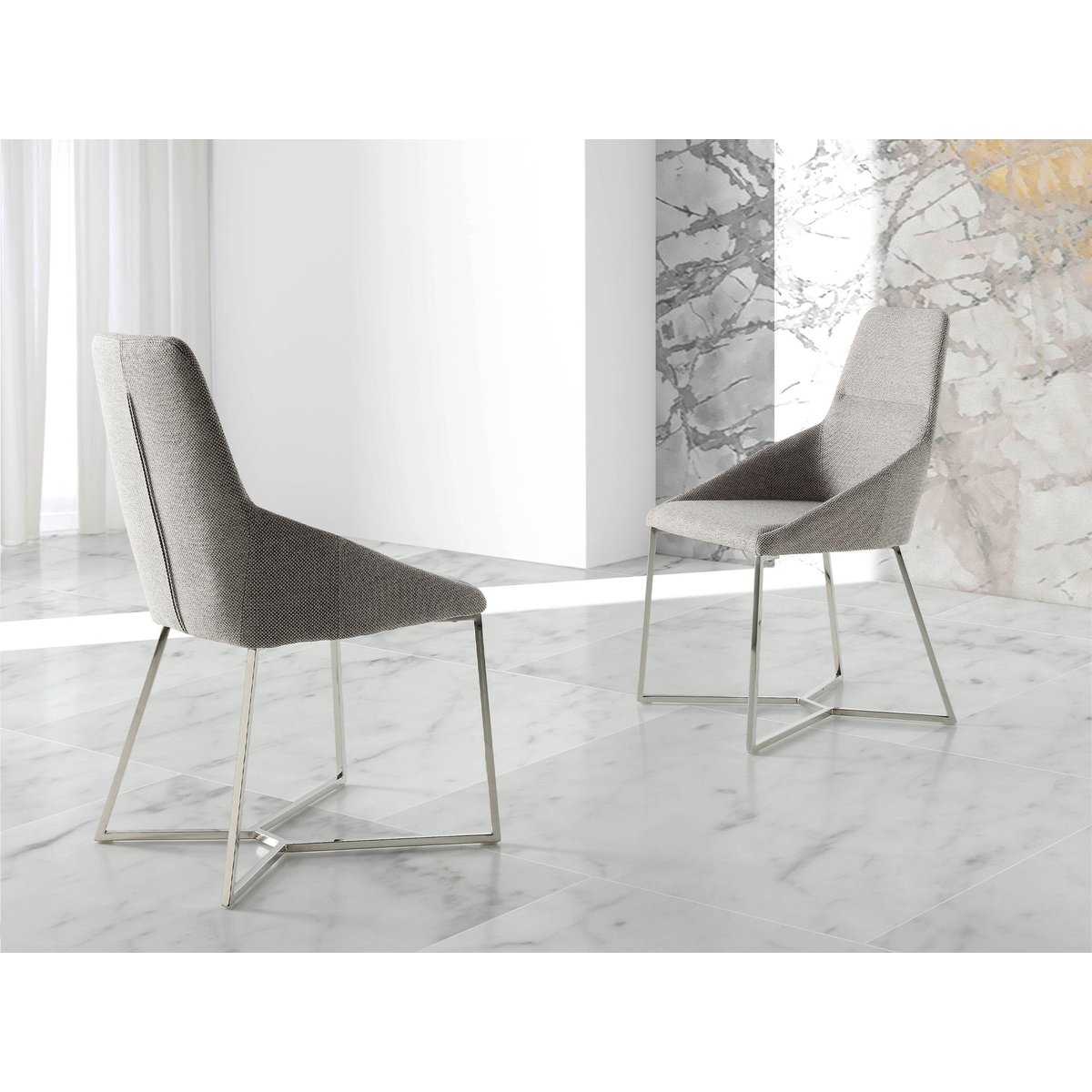 Chaise en tissu et pieds en acier chromé gris | acier, ANGEL CERDA