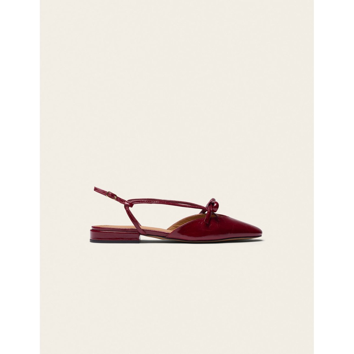 Ballerines VIKI cuir plissé bordeaux, ODAJE