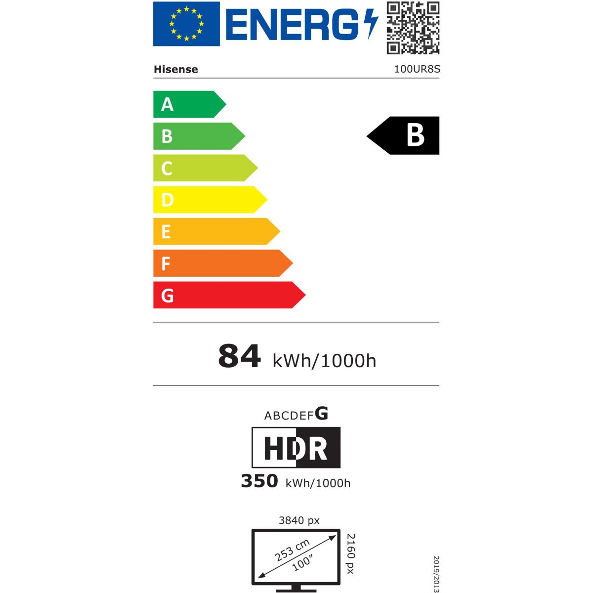 TV RGB 100UR8S (2026) 100" (253 cm) couleur unique, HISENSE