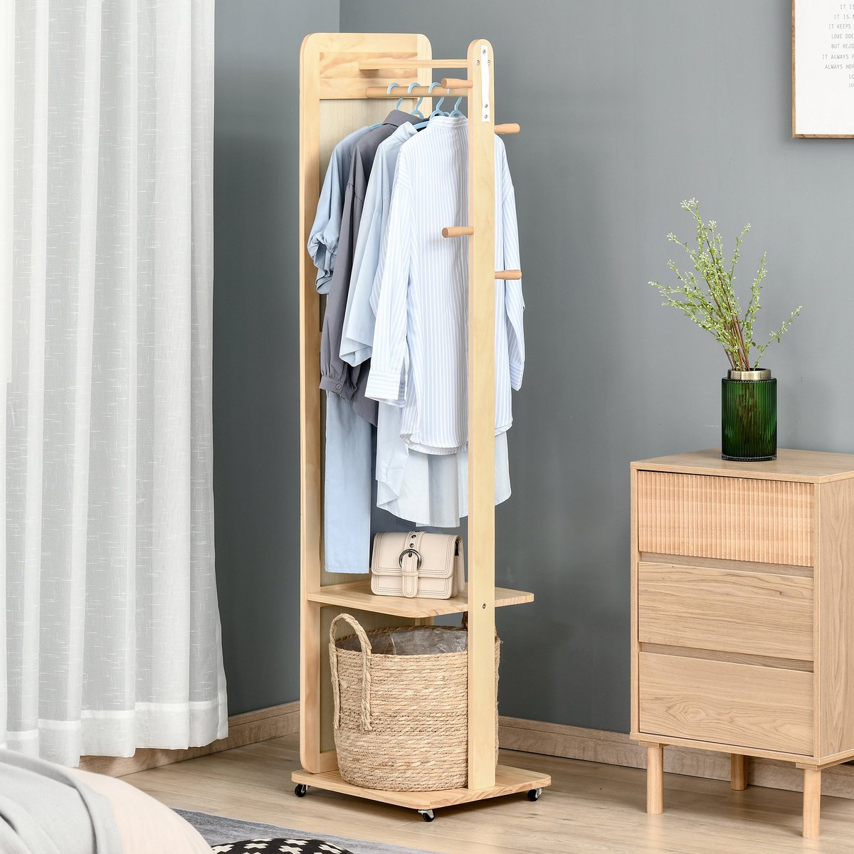 Miroir en pied MDF Bois naturel beige, HOMCOM