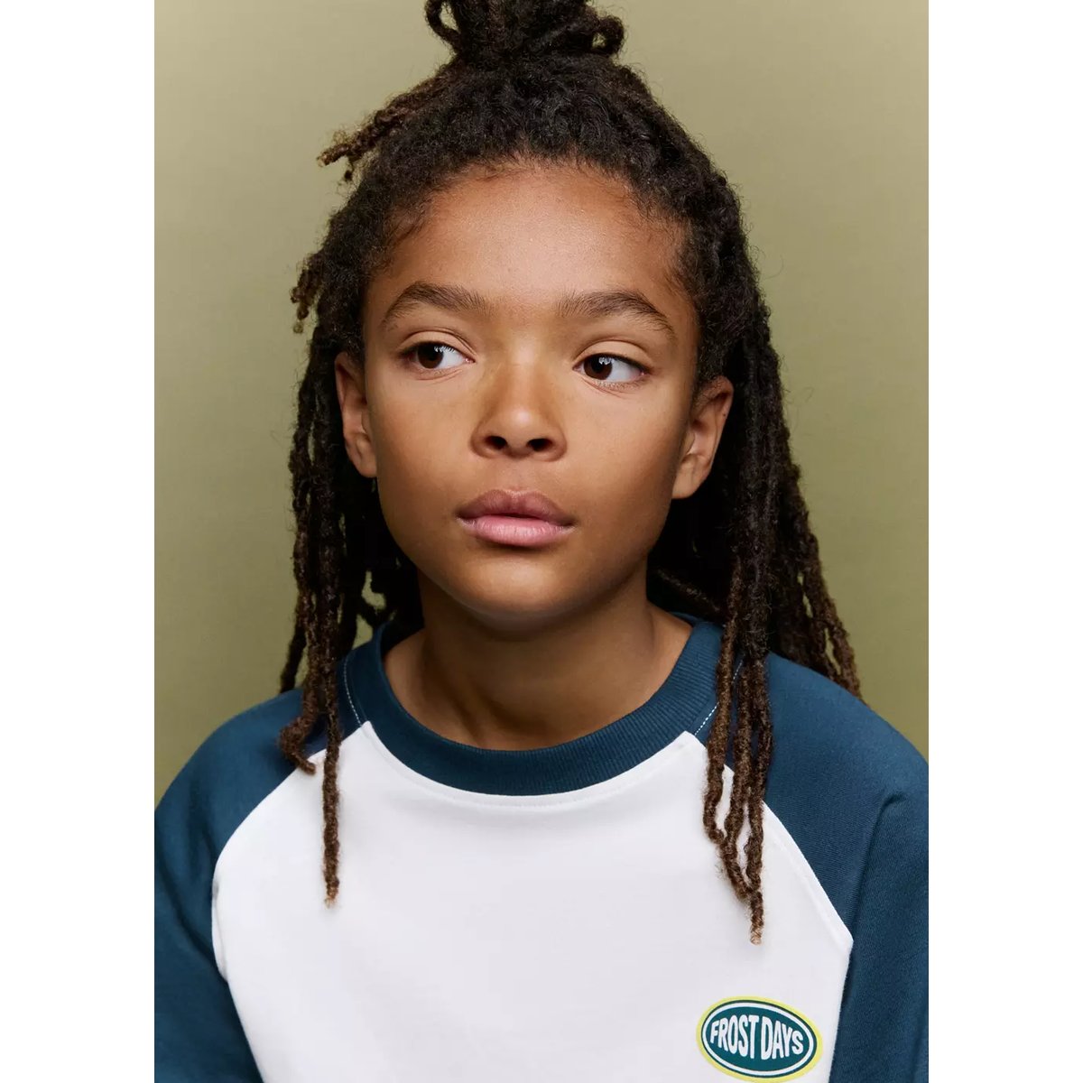 T-shirt 100 % coton bicolore bleu marine, MANGO KIDS