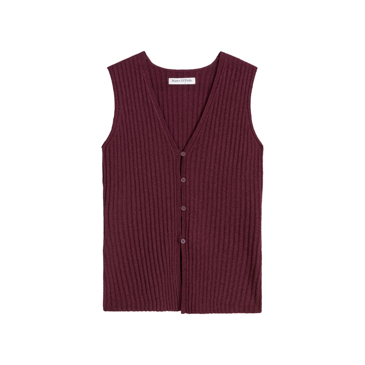 Gilet slim en mélange de coton organique côtelé rouge fonce, MARC O’POLO DENIM
