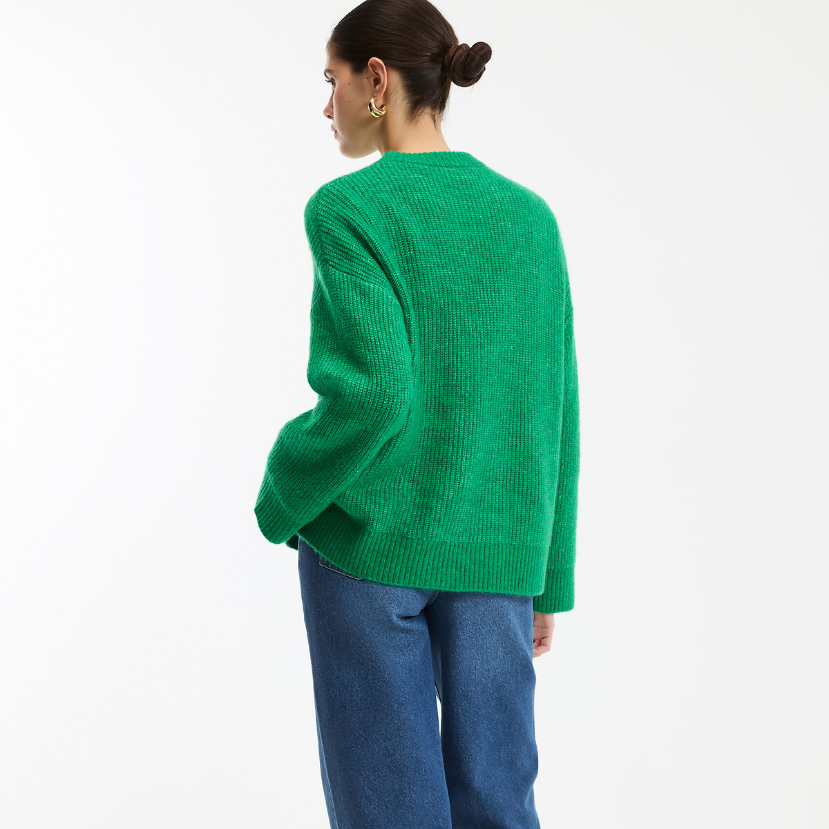 Maglione girocollo in maglia grossa morbida verde, LA REDOUTE COLLECTIONS