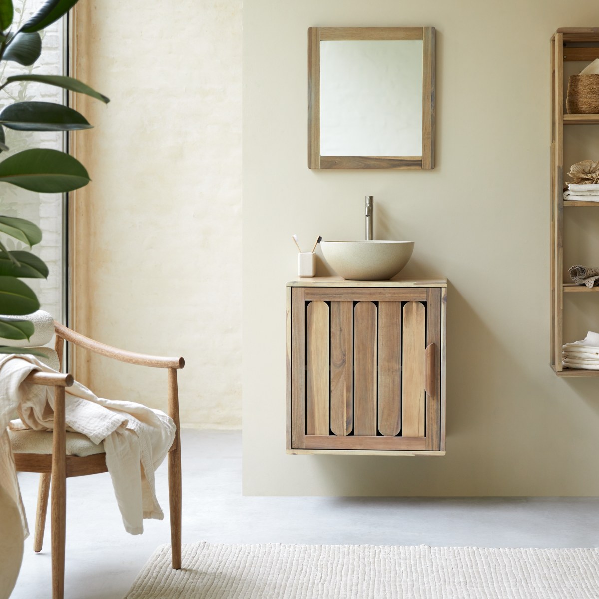 Meuble Salle De Bain en Acacia massif, LILA naturel, TIKAMOON