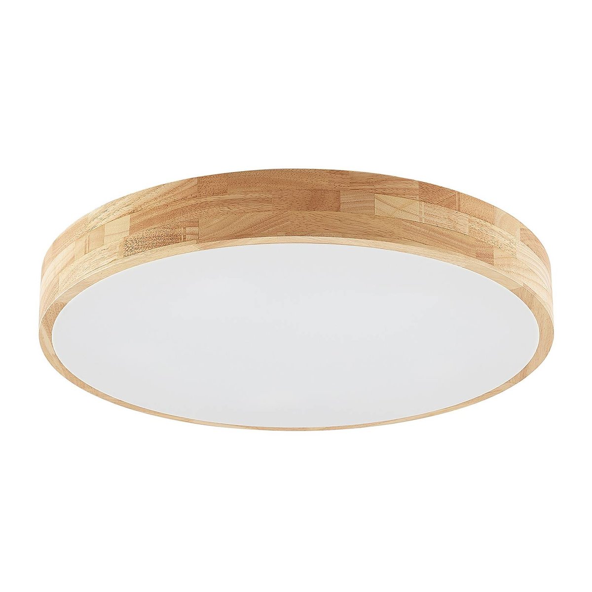 Plafonnier en bois traditionnel, Tanju bois clair, blanc, LINDBY