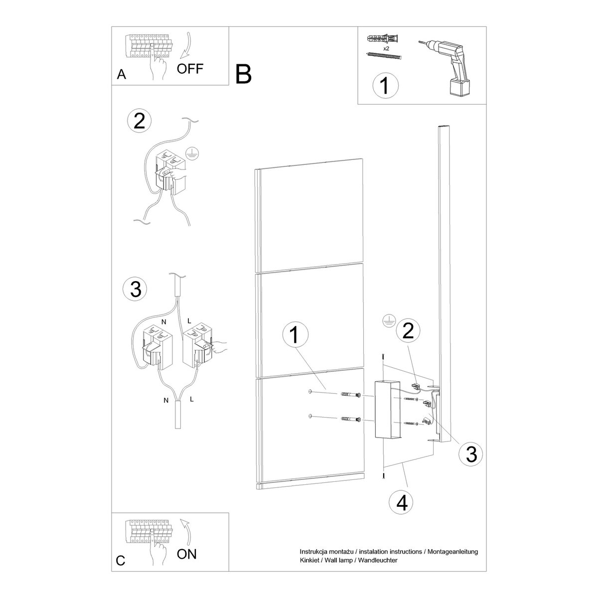 Applique murale Aluminium Noir LED 1 Lahti noir, EDEN