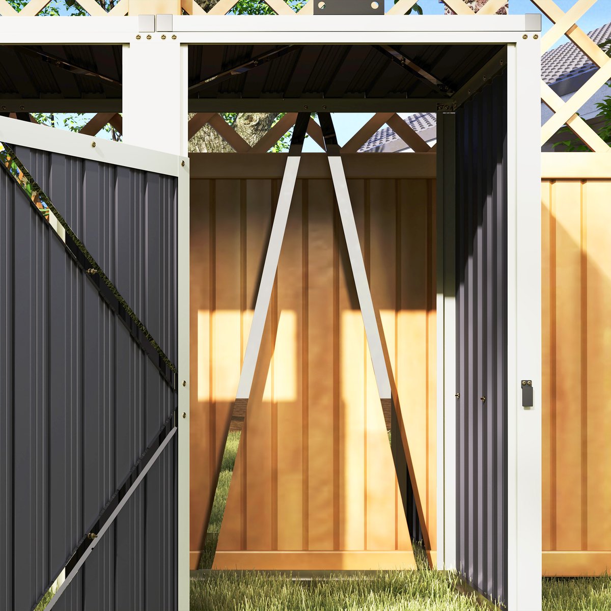 Abri pour poubelles Acier galvanisé Gris gris, OUTSUNNY