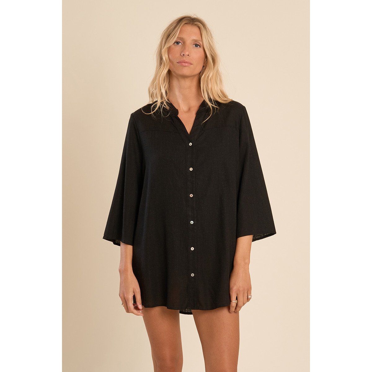 Chemise longue, oversize noir, MOLLY BRACKEN