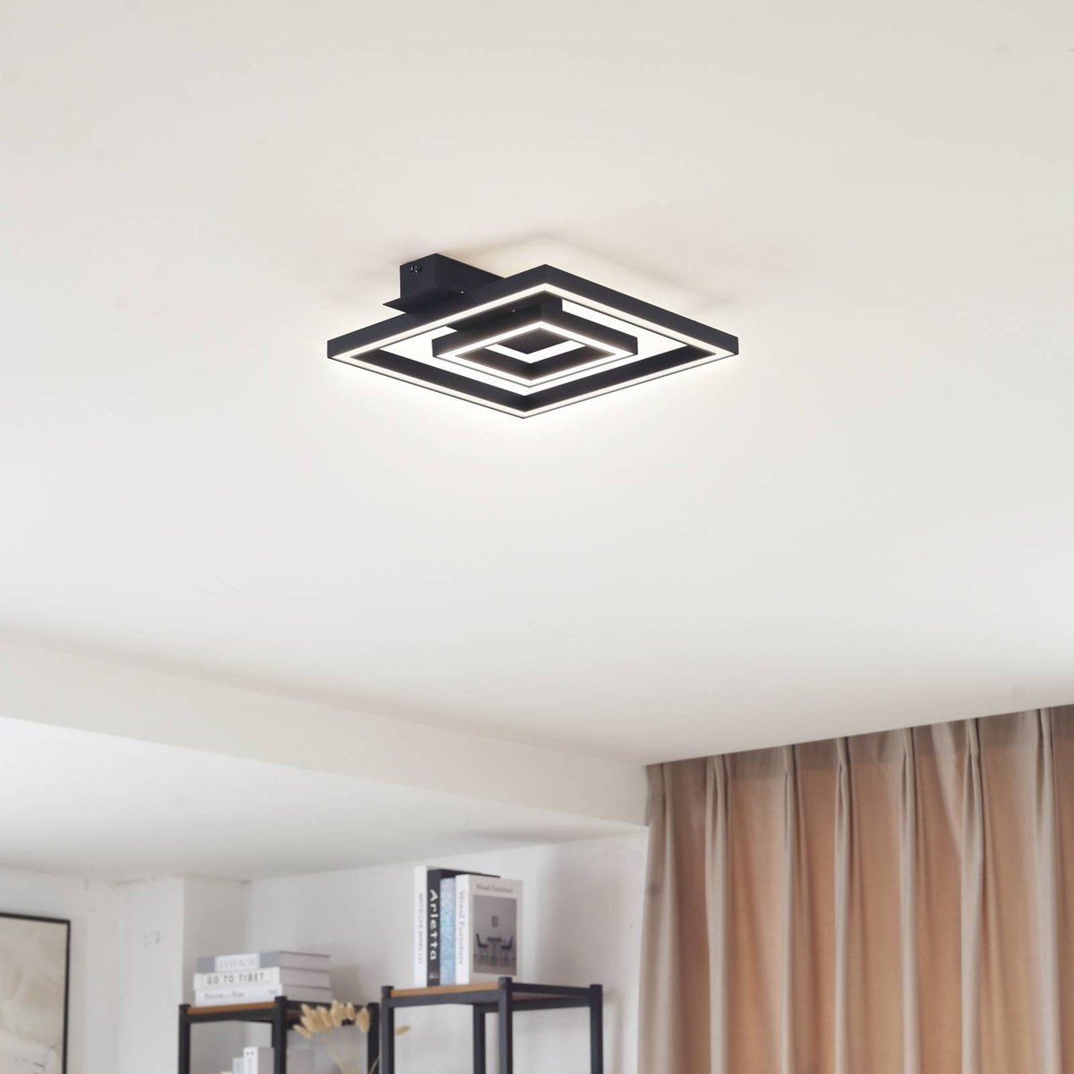 Plafonnier en aluminium moderneLED, Madamo noir, LINDBY