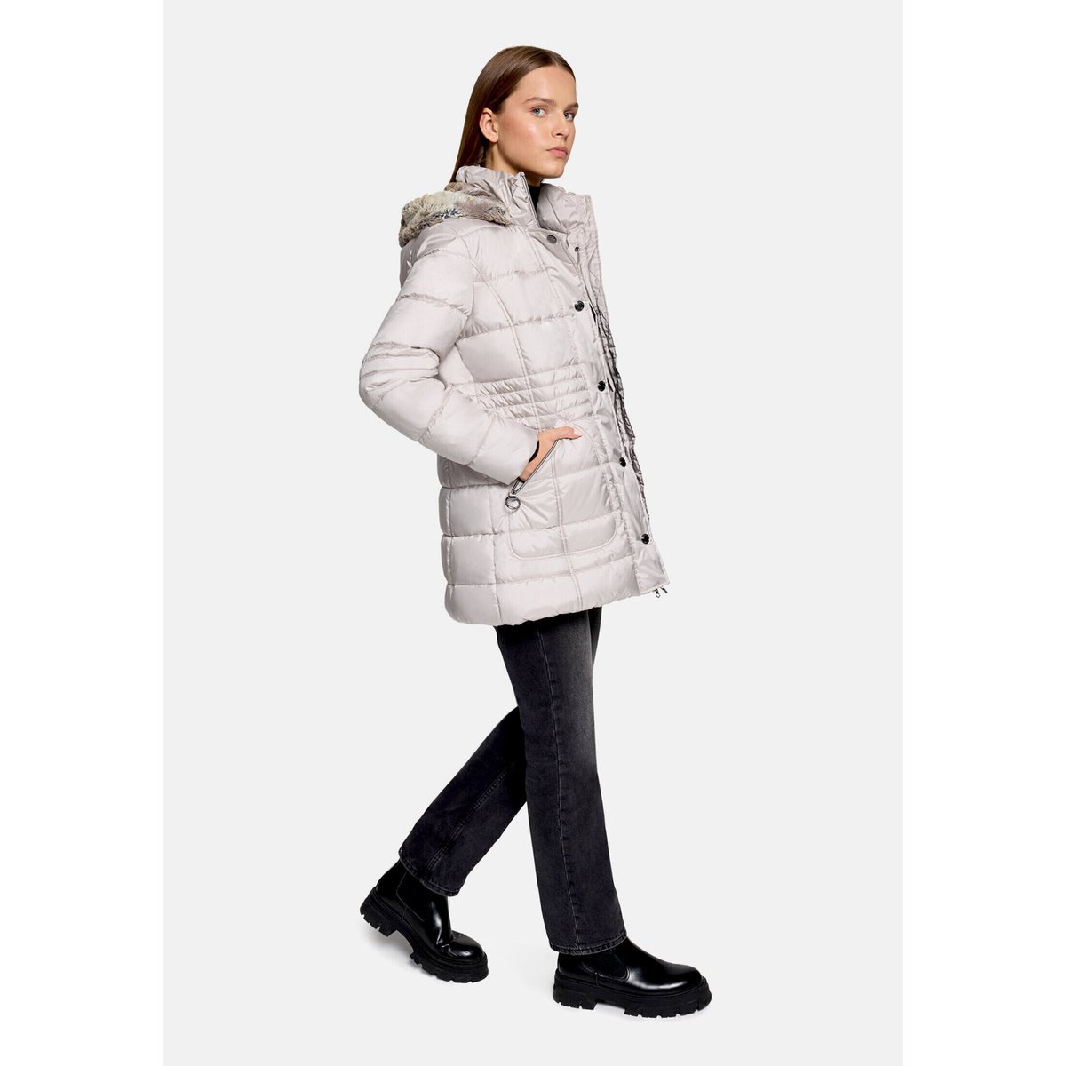 Veste outdoor à capuche amovible silver cloud, BETTY BARCLAY