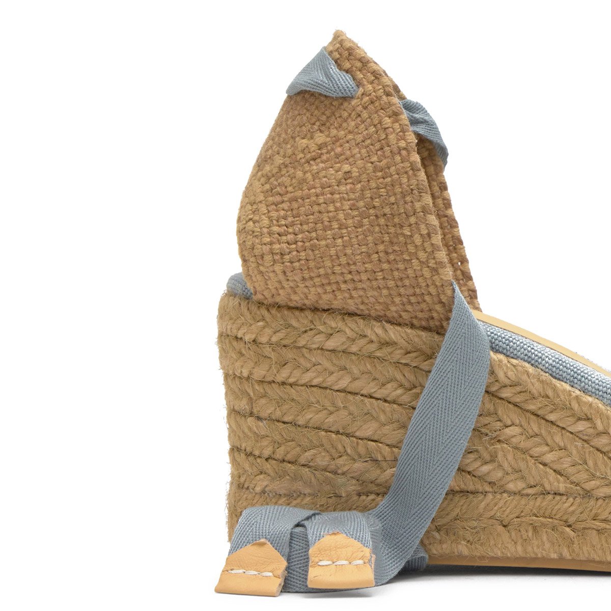 Espadrille compensée en coton biologique à lacets CHIARA PLATFORM bleu clair, CASTANER