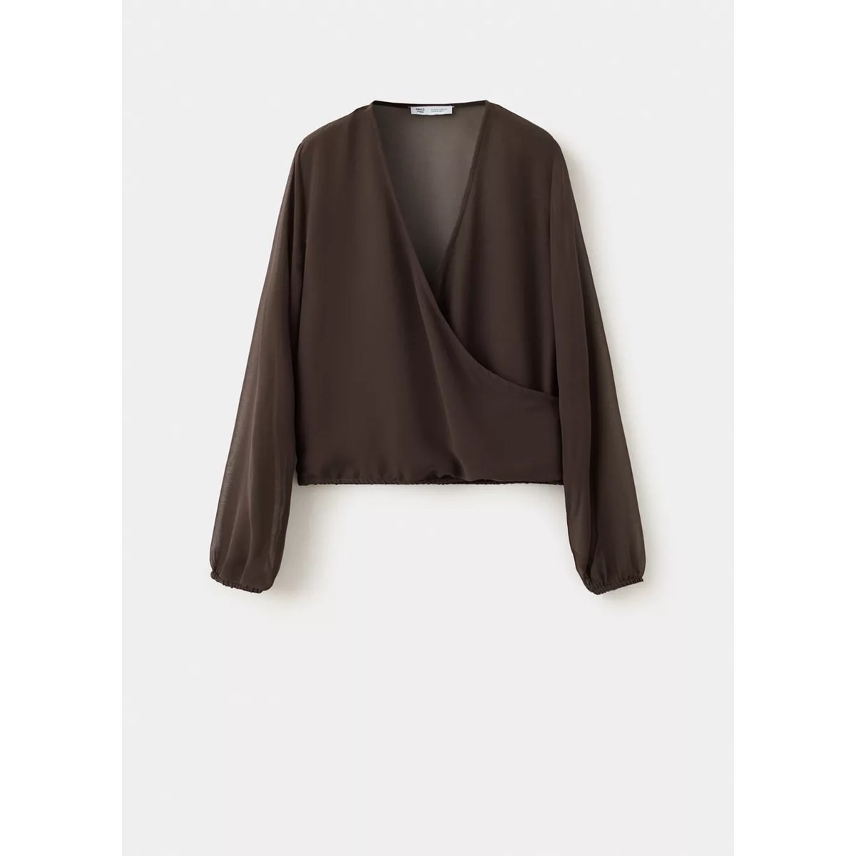 Blouse croisée avec perles marron, MANGO TEEN