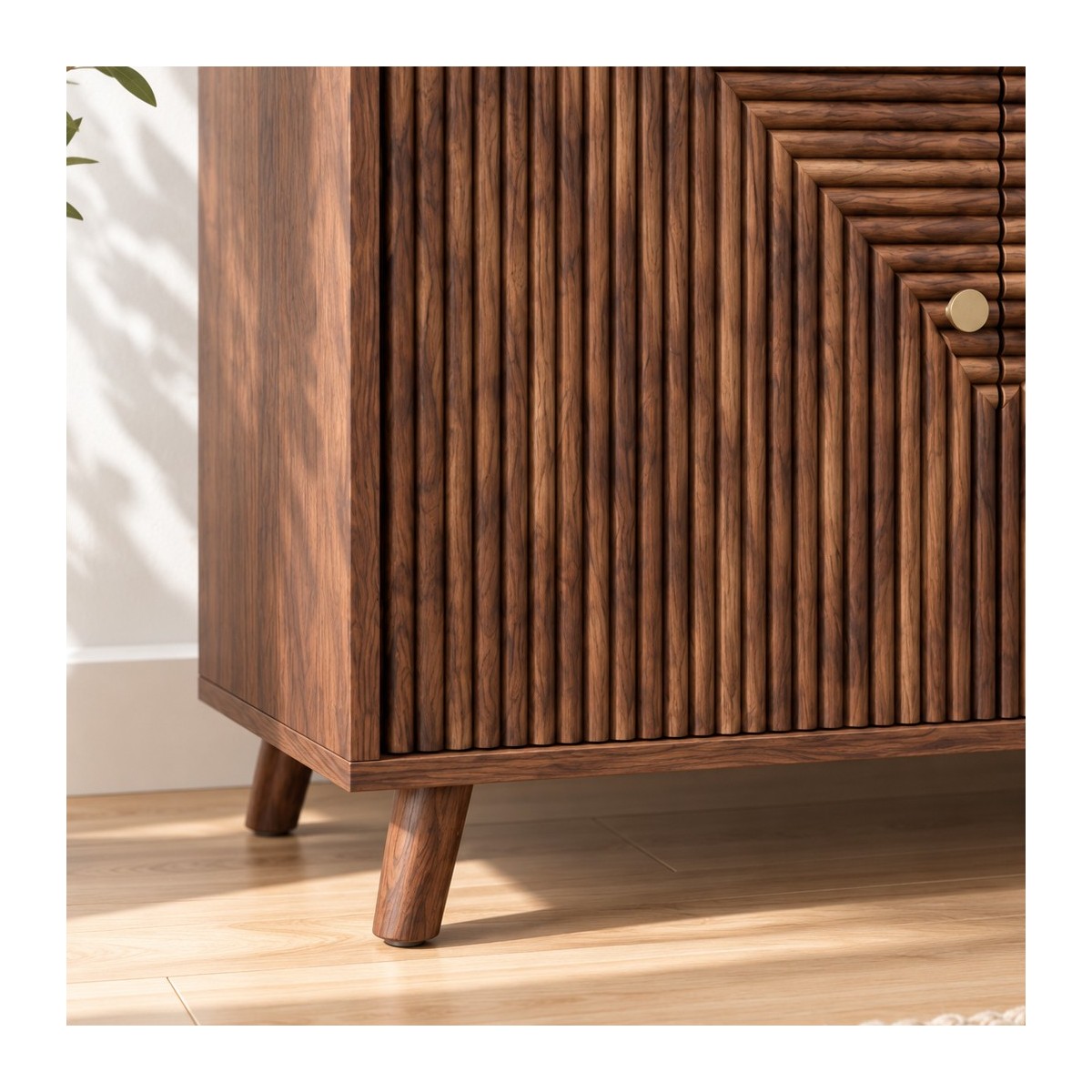 Buffet 2 portes effet lames L EDEN noyer, CALICOSY
