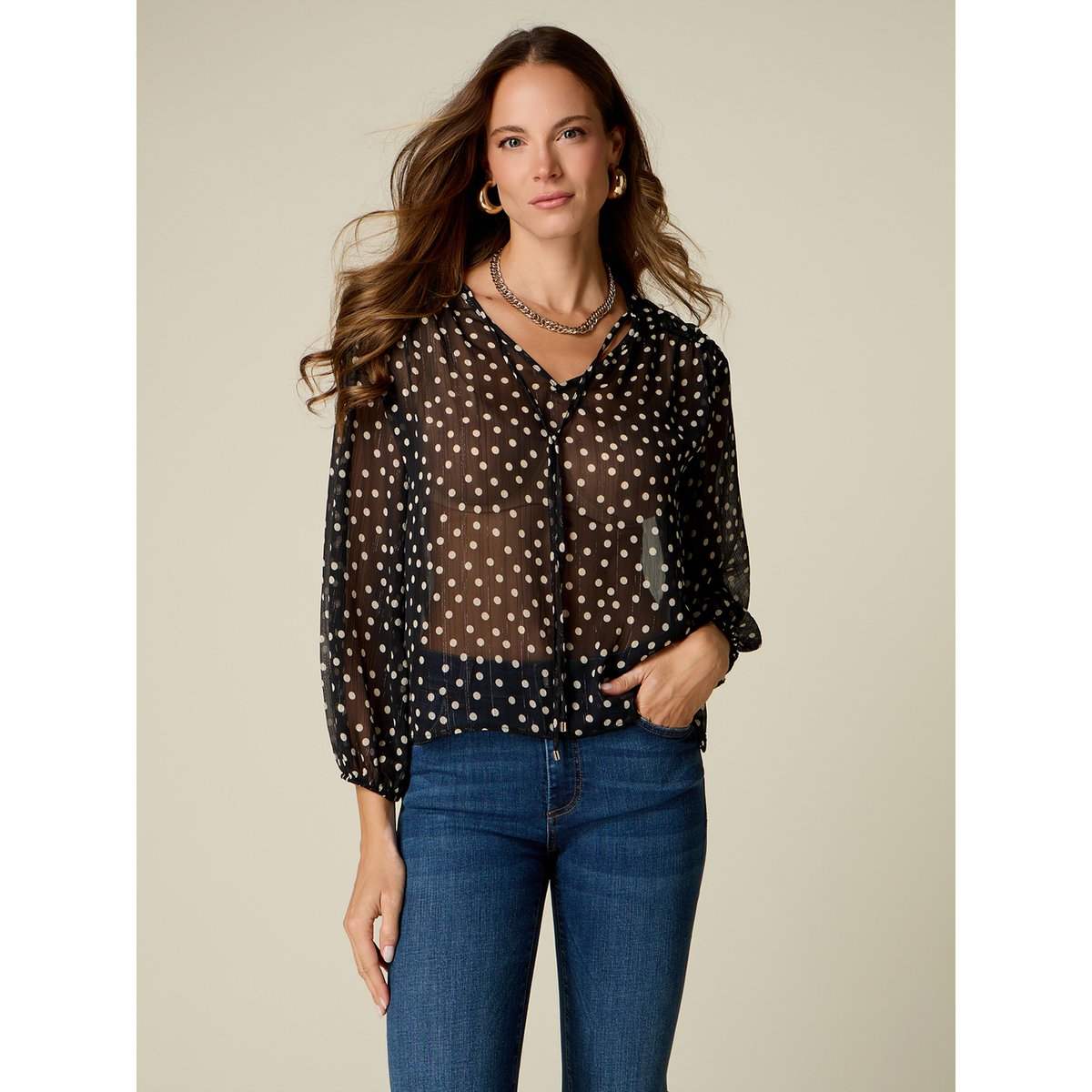 Blouse à pois noir, OLTRE