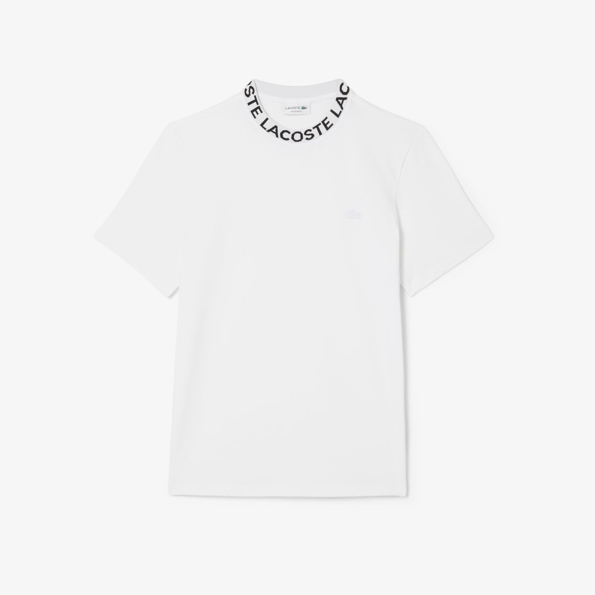 T-shirt en Piqué marquage jacquard blanc-001, LACOSTE