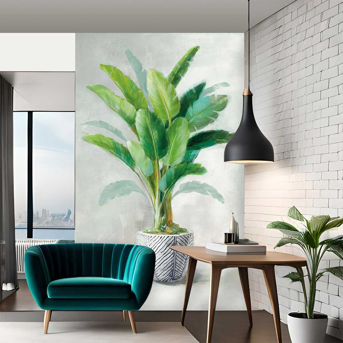Papier peint exotique plante tropicale alpinia en aquarelle intissé, HEXOA