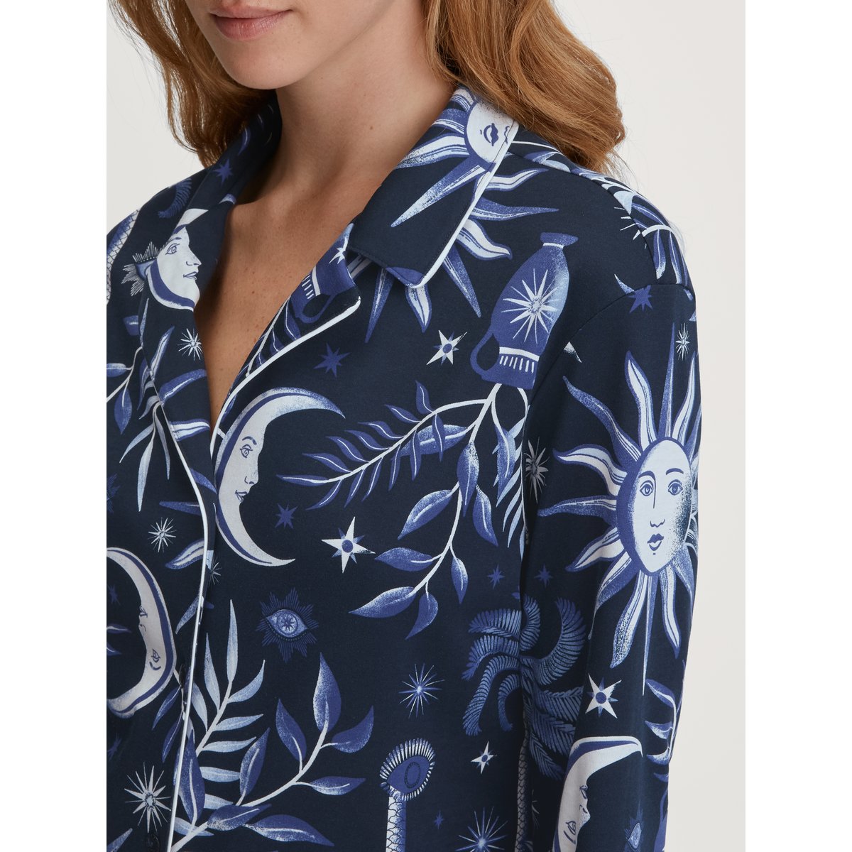 Pyjama à boutons manches longues Coton COSY NIGHTS saphir foncé, CALIDA