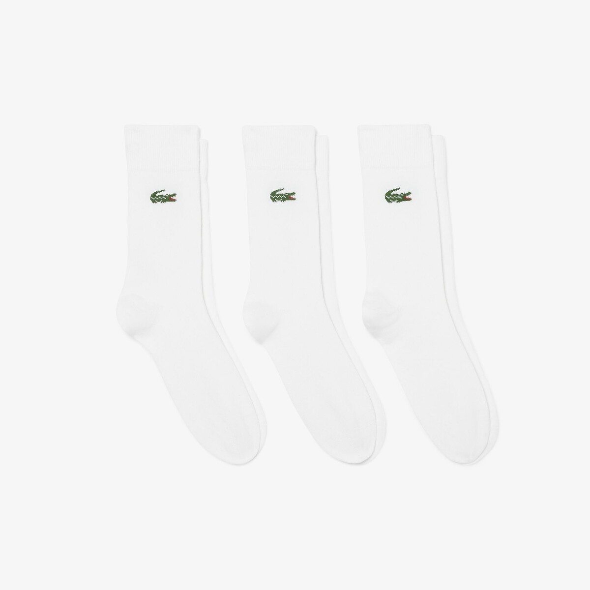 Lot de 3 paires de chaussettes hautes, en jersey blanc, LACOSTE