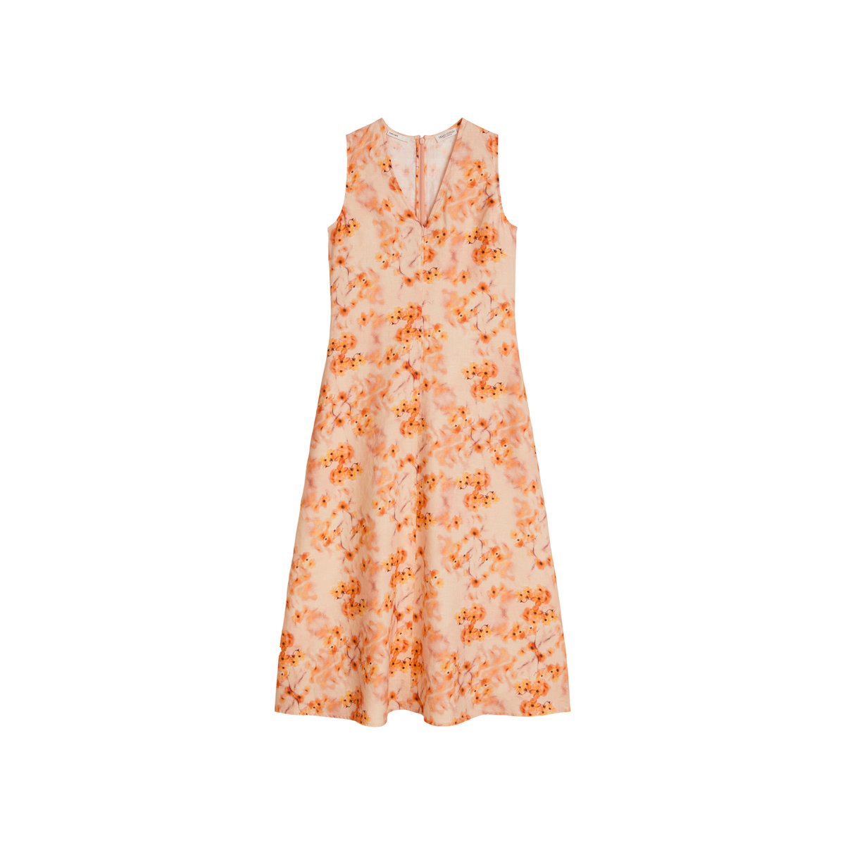 Robe en lin shaped avec imprimé allover orange, MARC O'POLO