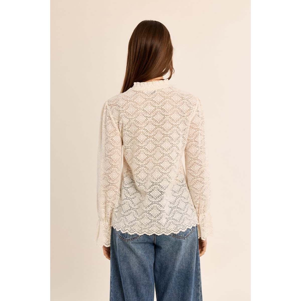 Blouse droite en semi-transparence offwhite, MOLLY BRACKEN