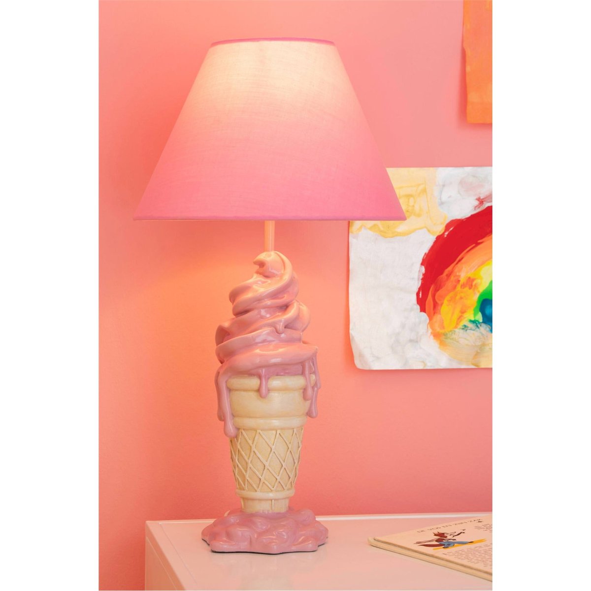 Lampe glacée en résine rose et beige, RECOLLECTION