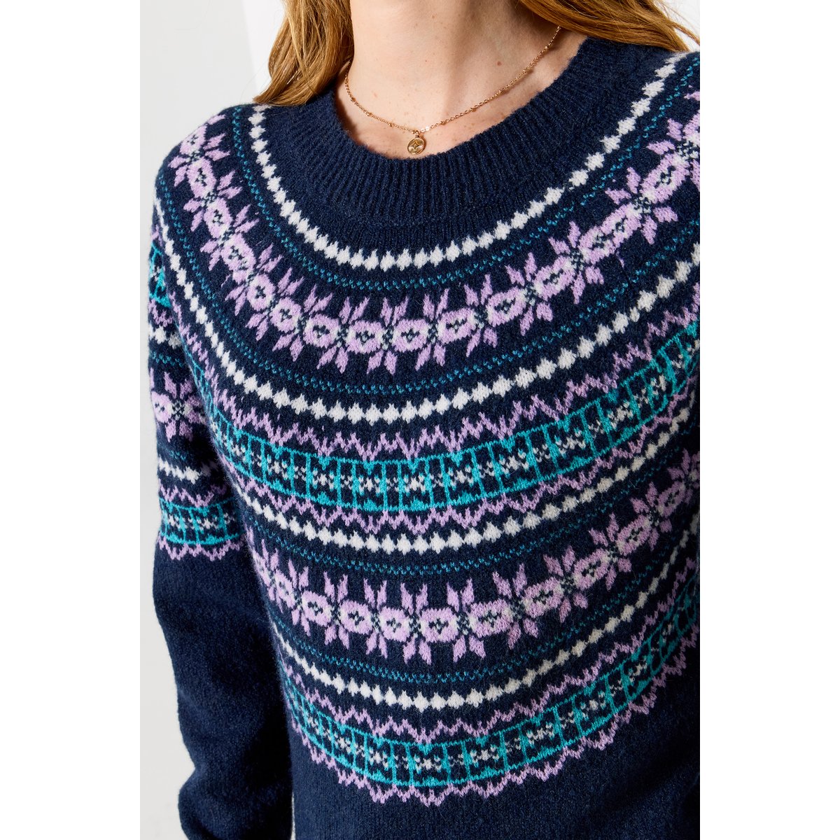 Fabuleuse Robe en Maille Jacquard Fair Isle bleu, JOE BROWNS