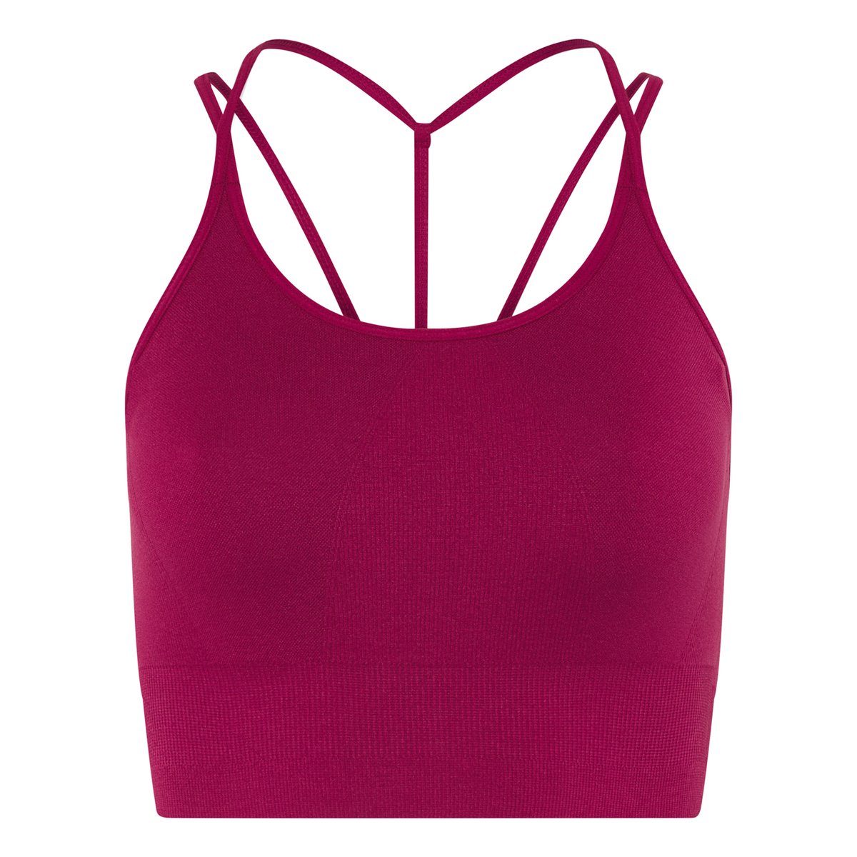 Brassière de sport femme Viveka maintien moyen bretelles coussinets amovibles rouge prune, BORN