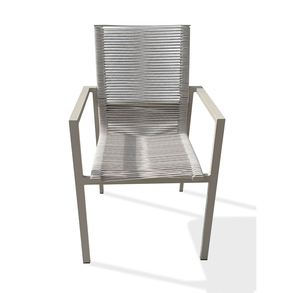 Fauteuil de jardin en aluminium et corde tissée MEXICO grège, DCB GARDEN