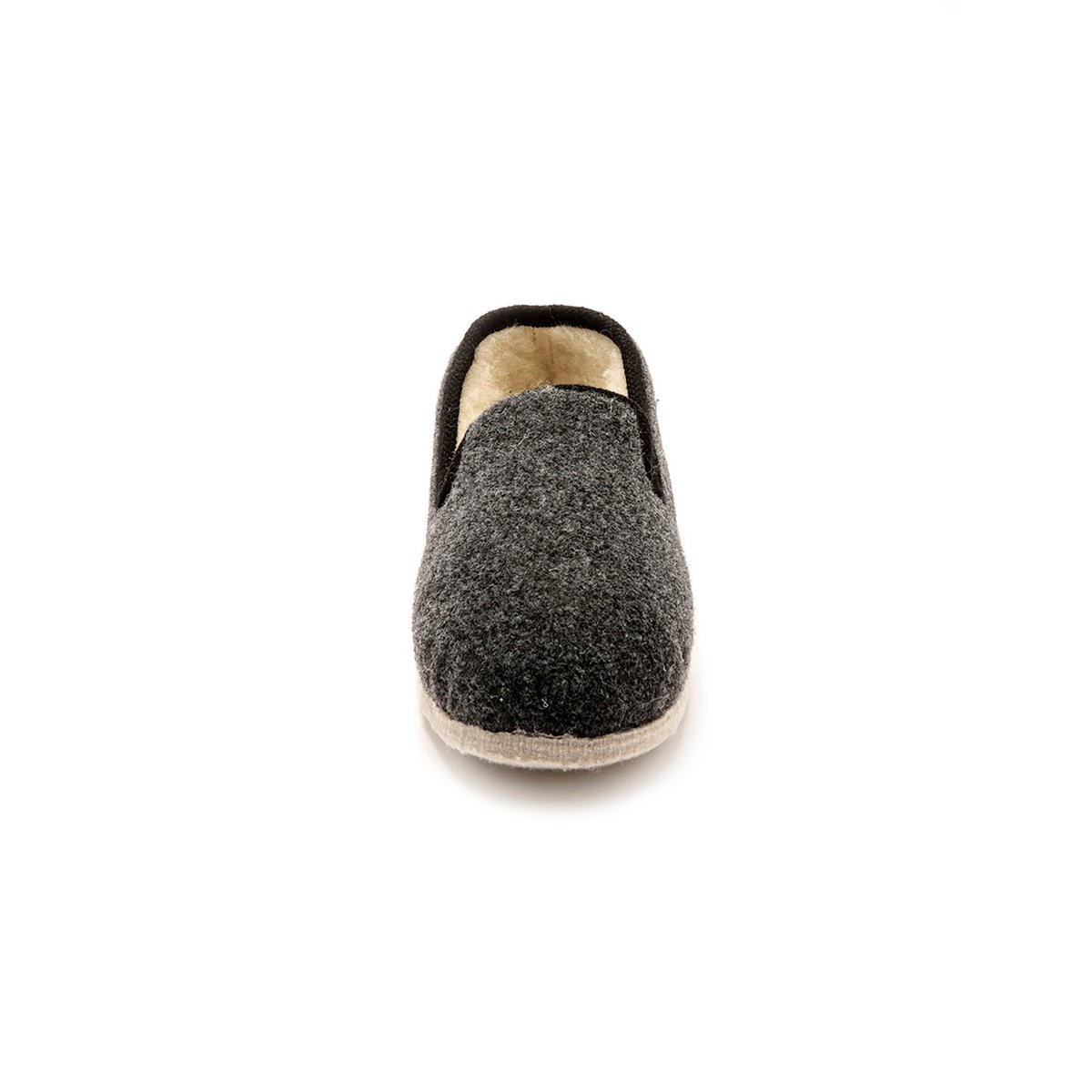 Charentaises mixtes fourrées laine gris uni, PEDICONFORT