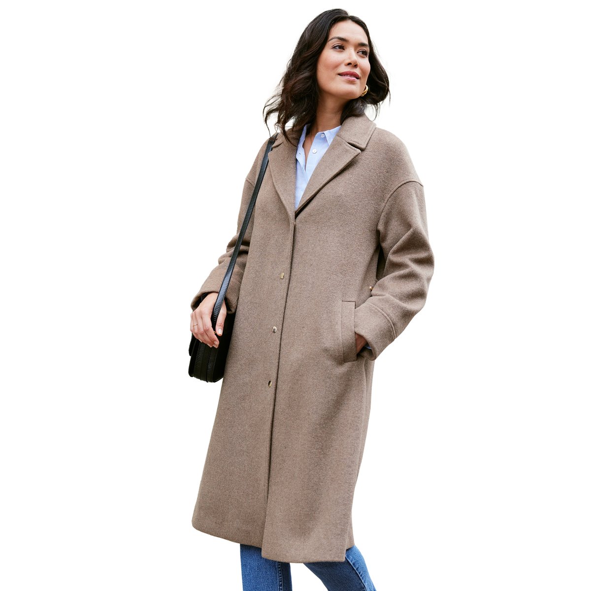 Manteau en drap de laine évolutif et portage grossesse noisette, ENVIE DE FRAISE
