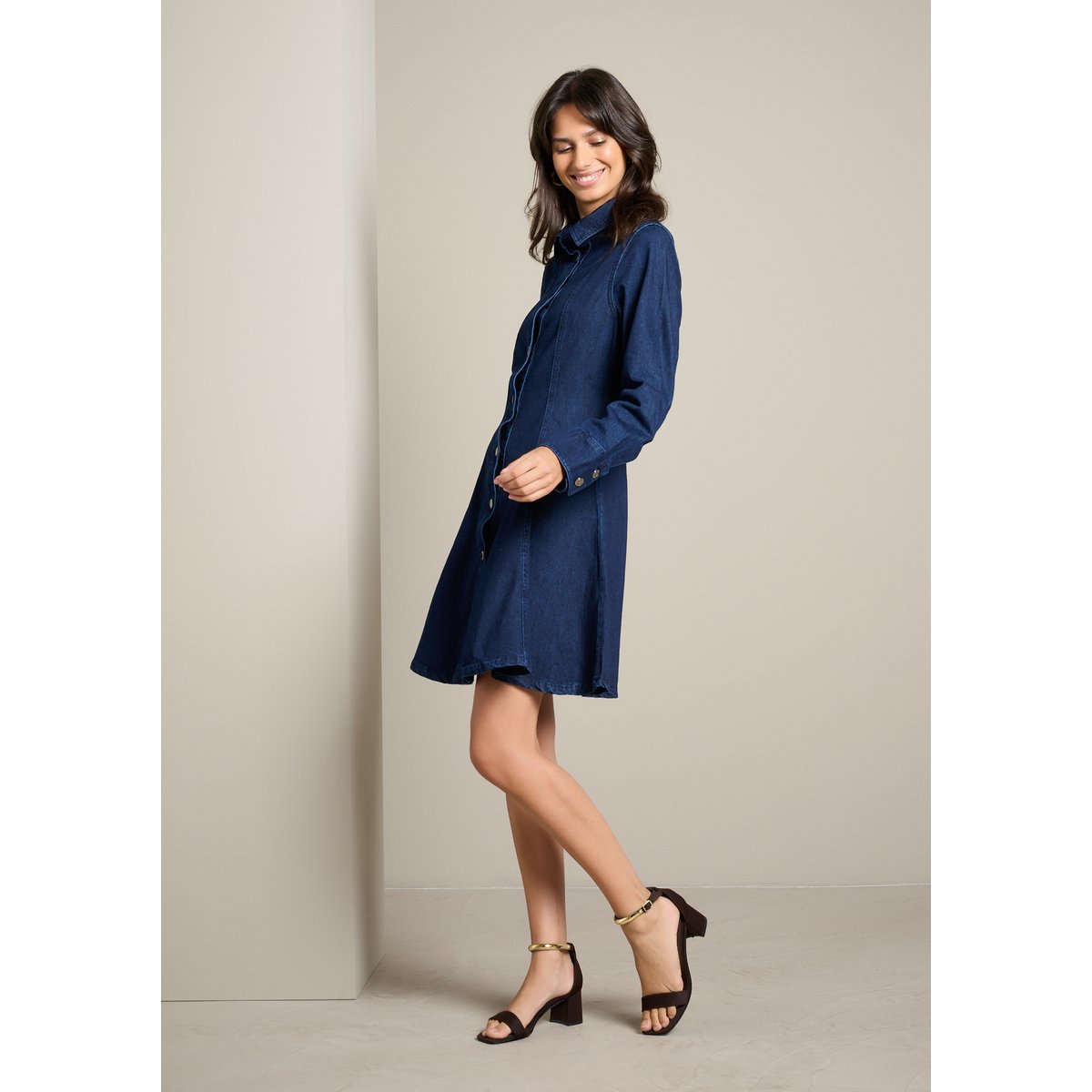 Robe chemise en denim medium blue, LOLALIZA