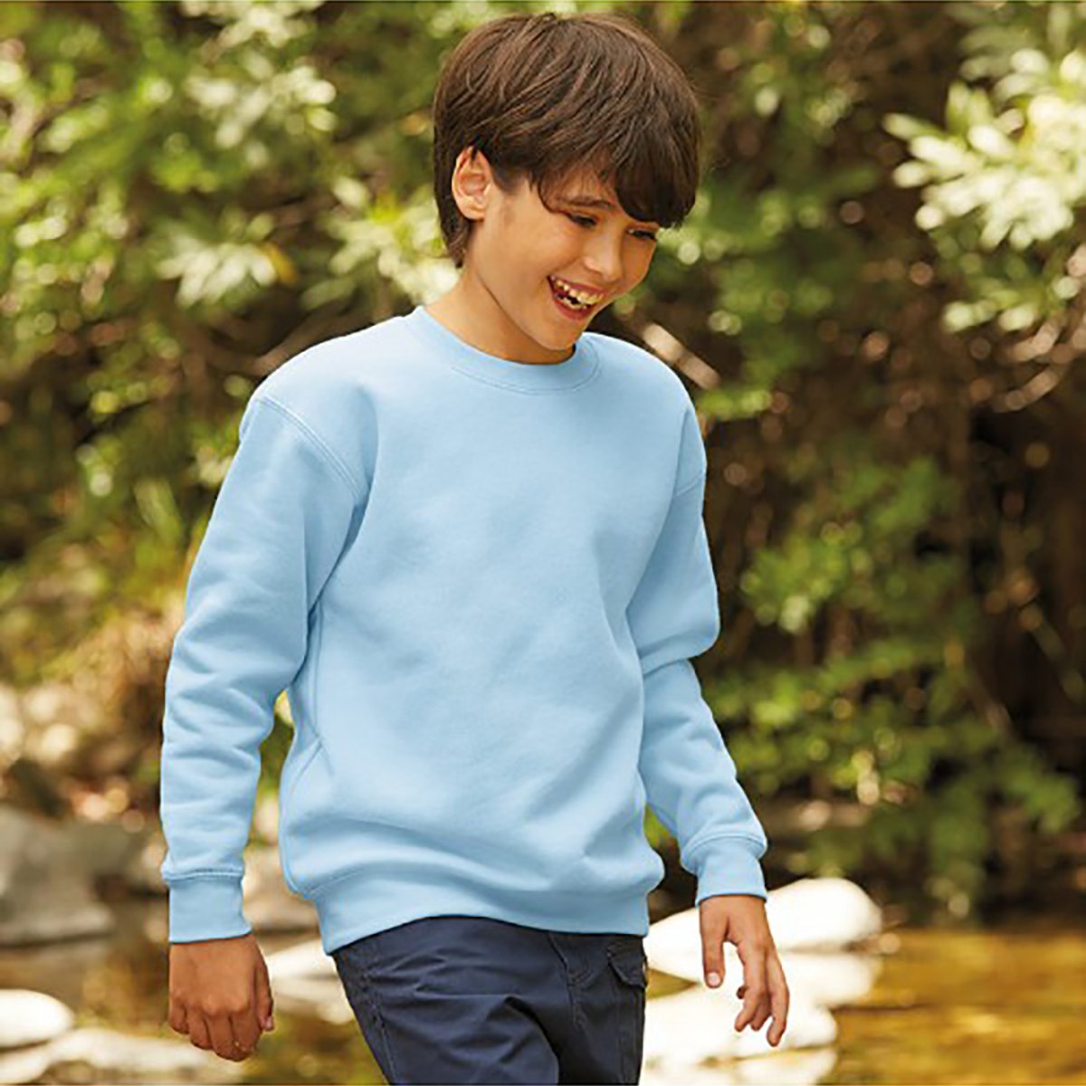 Sweat-shirt PREMIUM bleu ciel, FRUIT OF THE LOOM