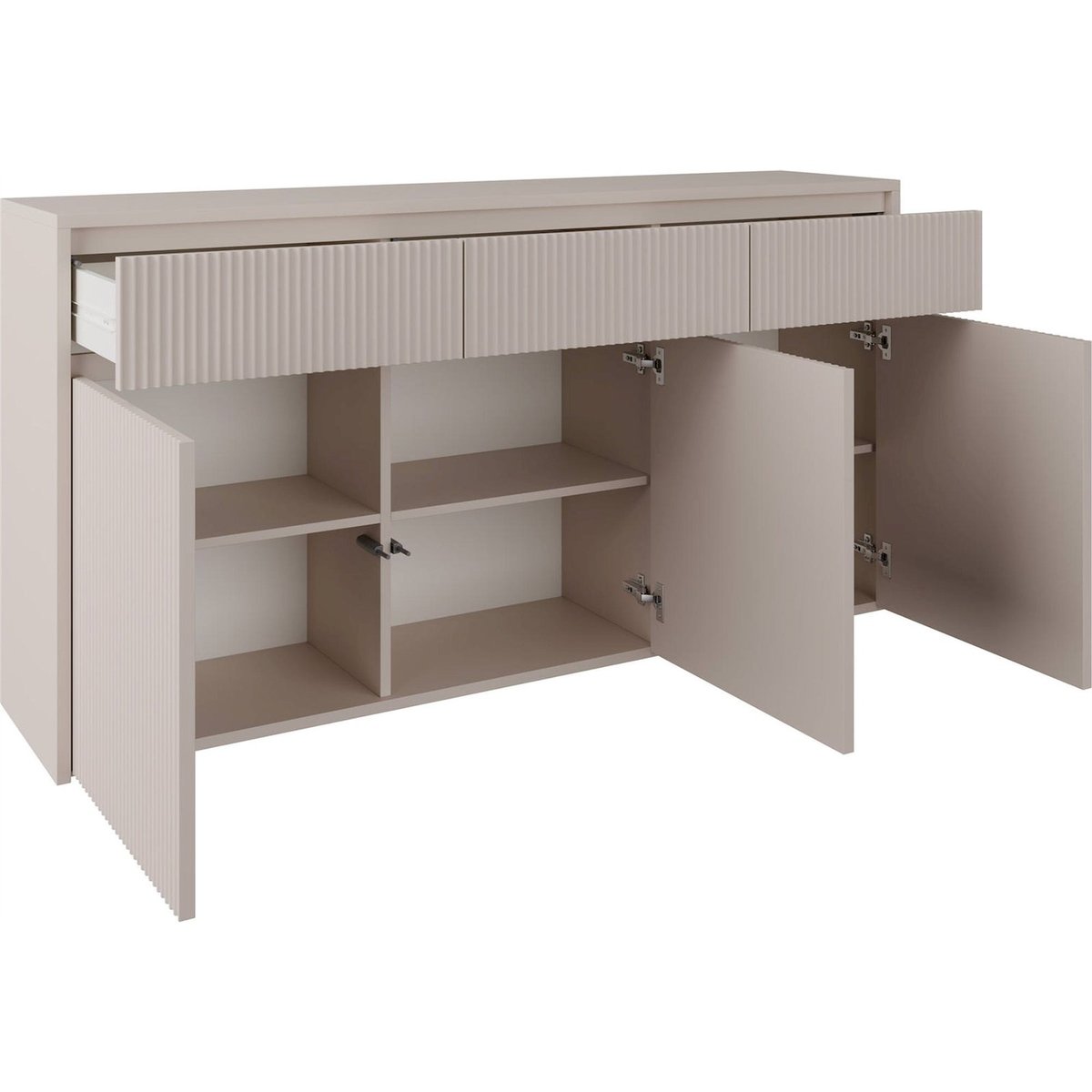 Buffet 3 portes strié collection VEMMI cachemire, RECOLLECTION