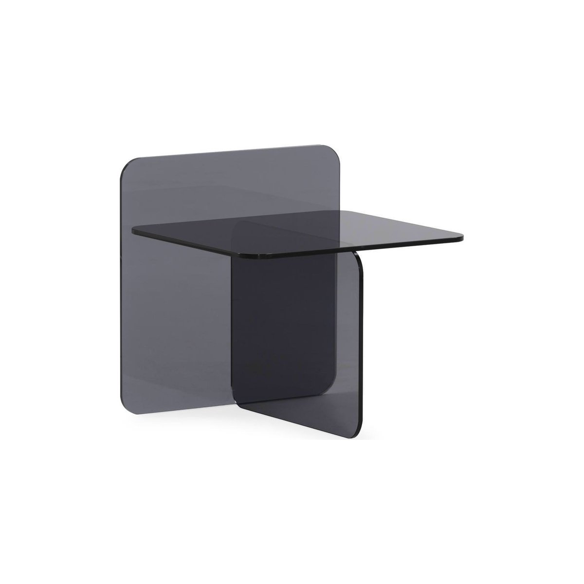 Table d'appoint en verre gris fumé, RECOLLECTION