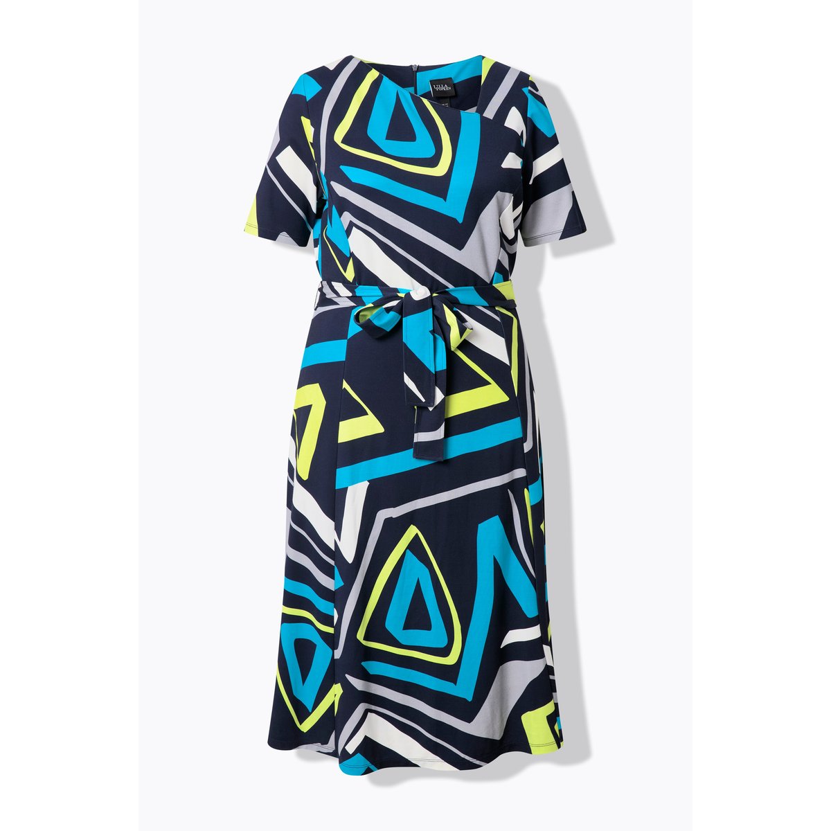 Robe midi dans un imprimé graphique marine, ULLA POPKEN