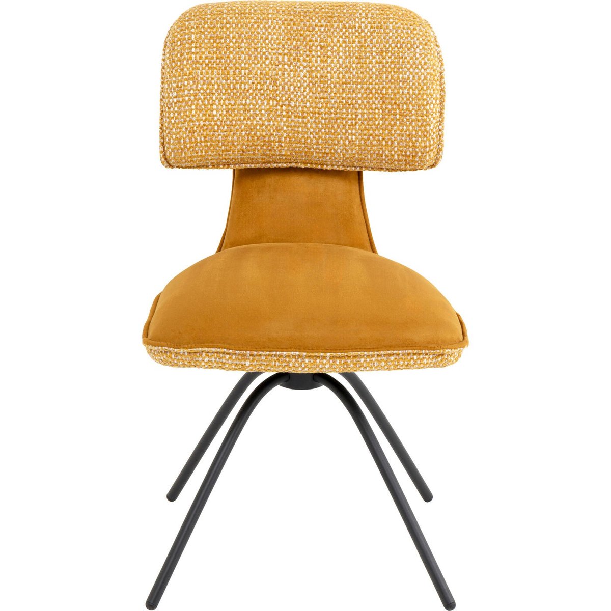 Chaise pivotante en velours double matière, HELLI jaune, KARE DESIGN