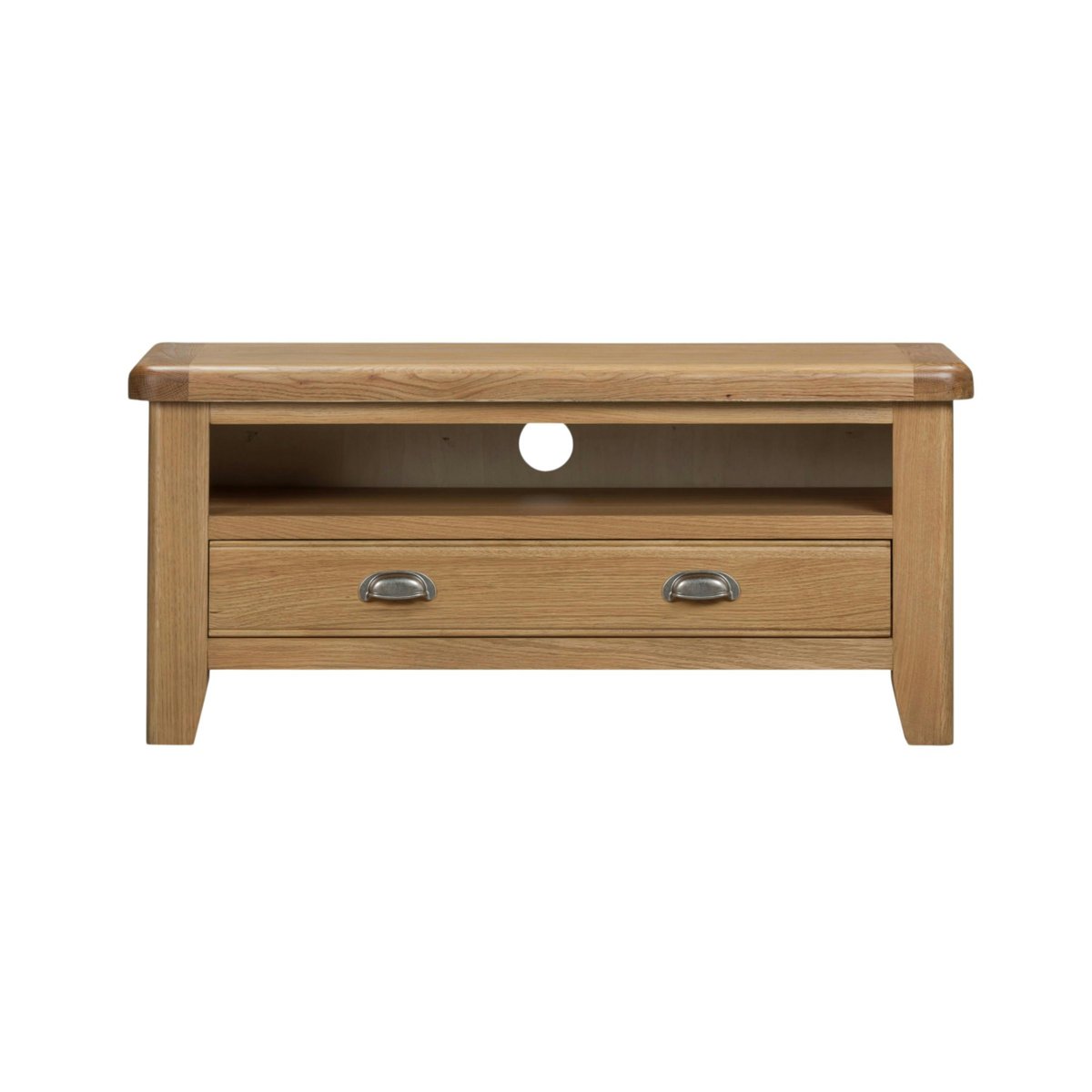 Petit meuble TV en chêne 1 tiroir 1 niche VALMONT bois naturel, PIER IMPORT