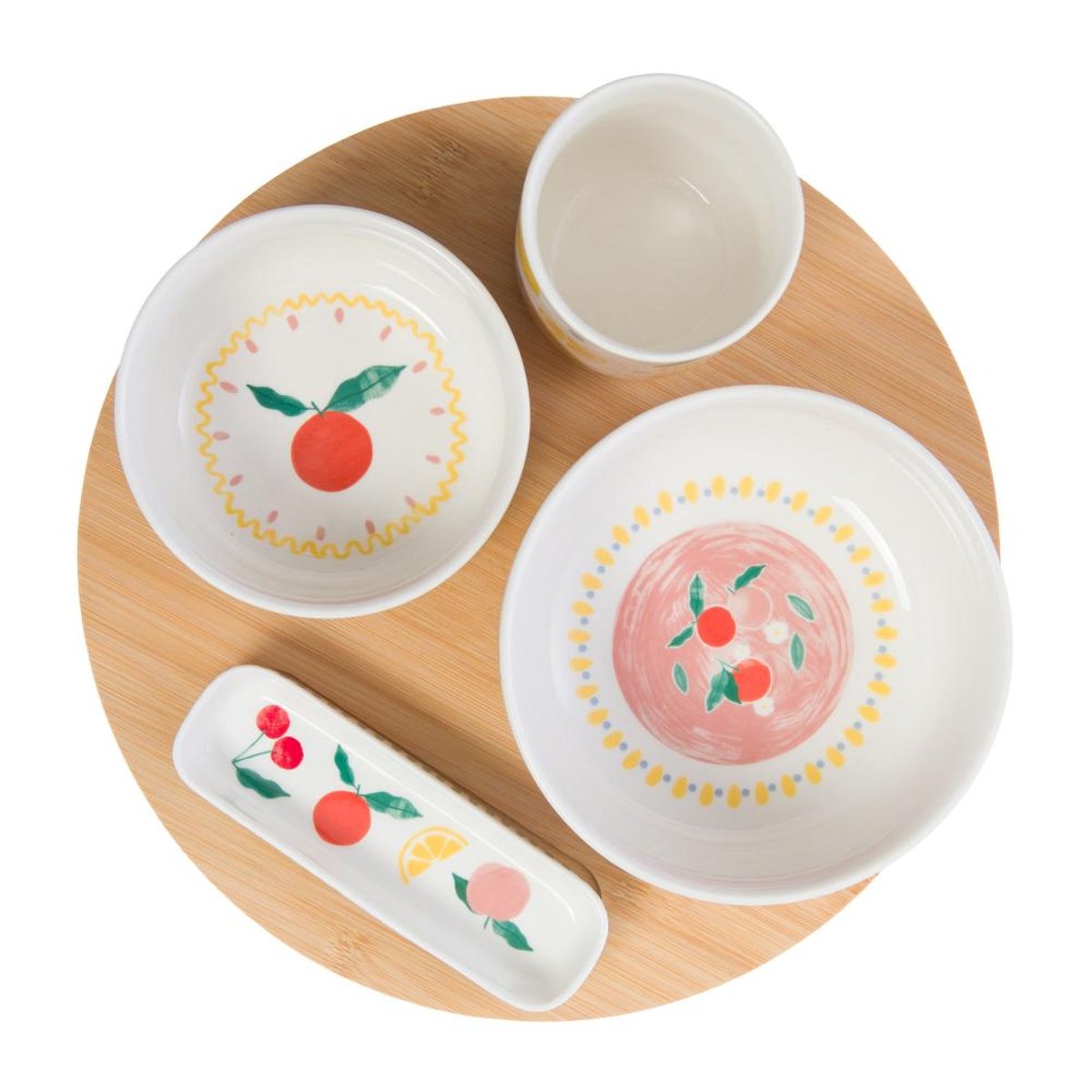Plat et ses 4 bols fruty blanc, AMADEUS