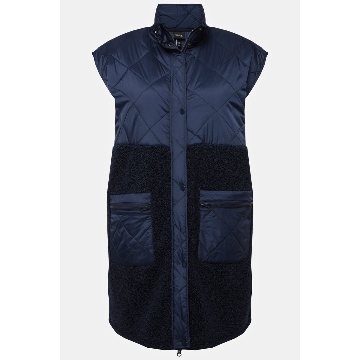 Veste en polaire bouclée à col montant et bleu nuit, ULLA POPKEN