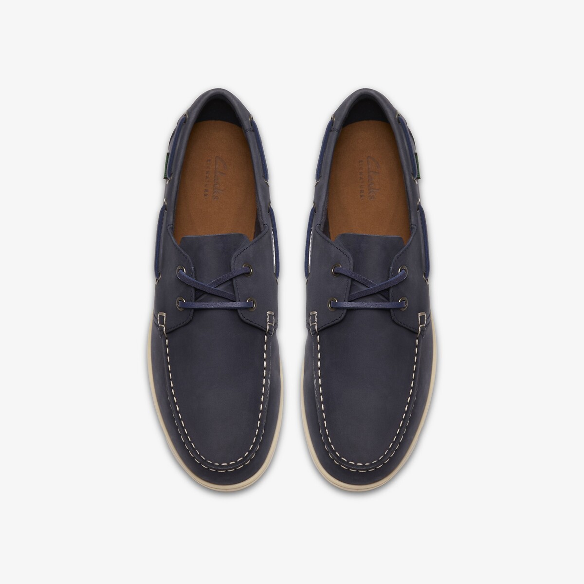 Mocassini da barca in nabuk Charmouth blu marino, CLARKS