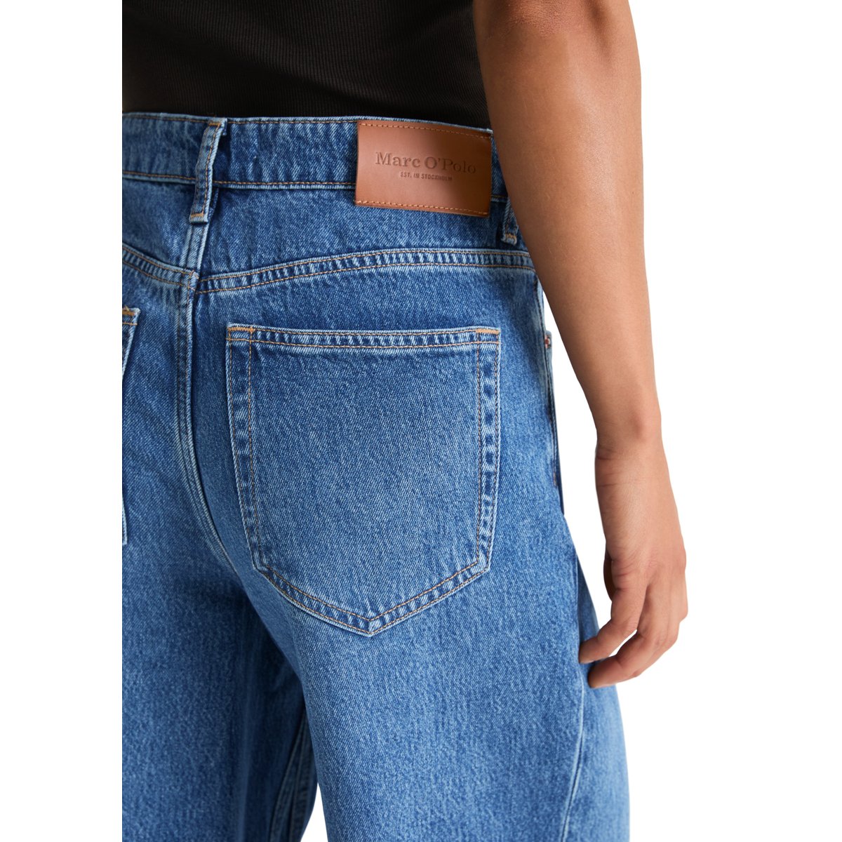 Jeans modèle Lania large en mélange Lyocell-Organic-Cotton bleu, MARC O'POLO