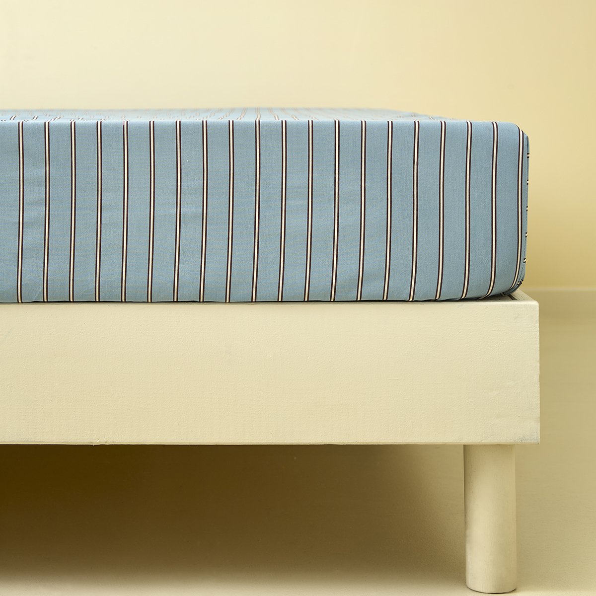 Drap housse L'OASIS rayé bleu, SYLVIE THIRIEZ