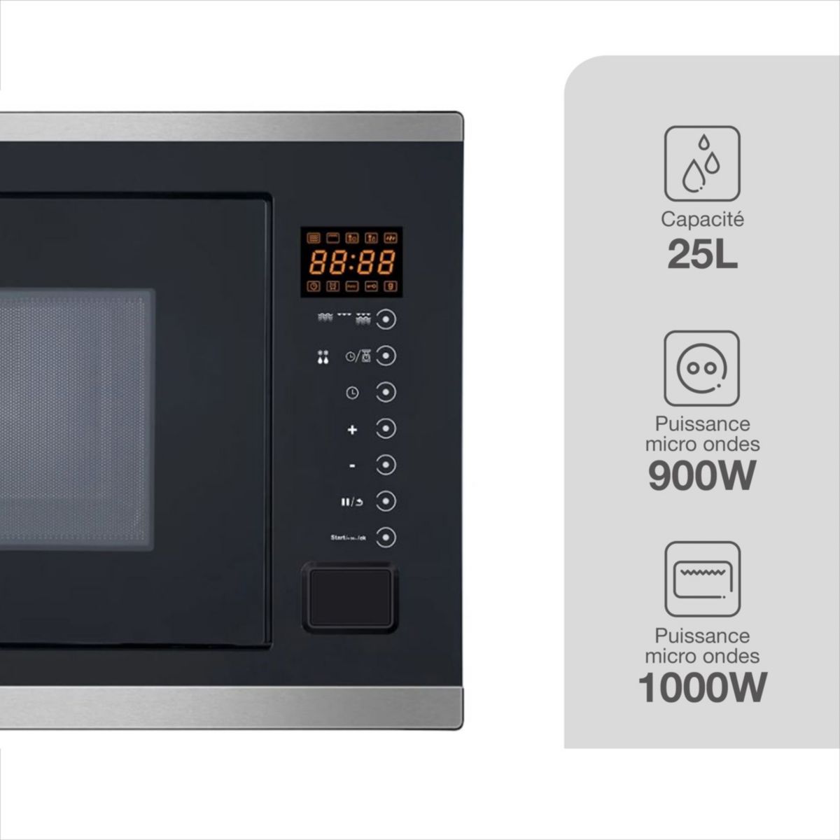 Micro ondes grill encastrable EMEG253n Grill noir, ESSENTIEL B
