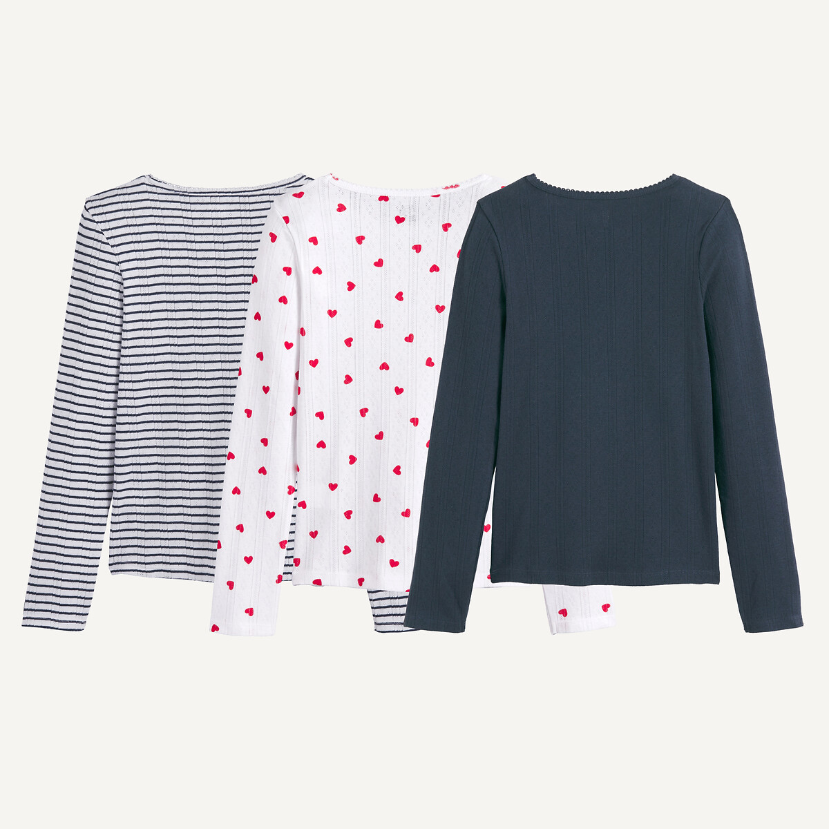 Lot de 3 maillots de corps blanc + rayé + marine, LA REDOUTE COLLECTIONS