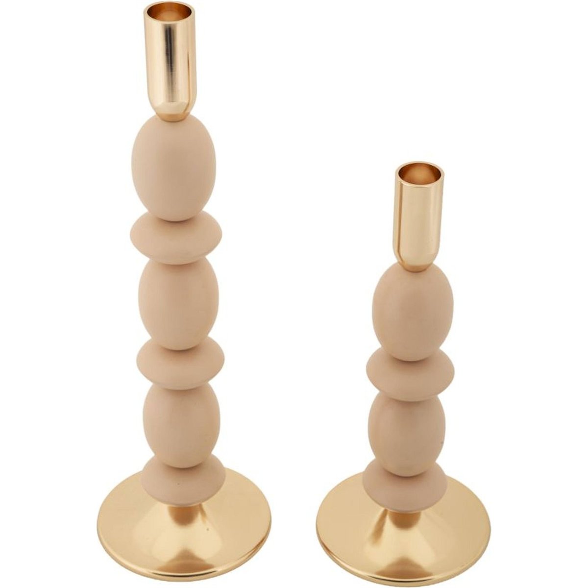 Bougeoirs en fer sculpturaux lot de 2 GLAM rose et doré, RECOLLECTION