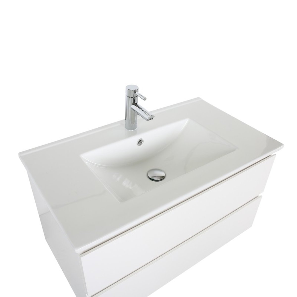 Meuble simple vasque 80 cm SORRENTO blanc satiné, MOB IN