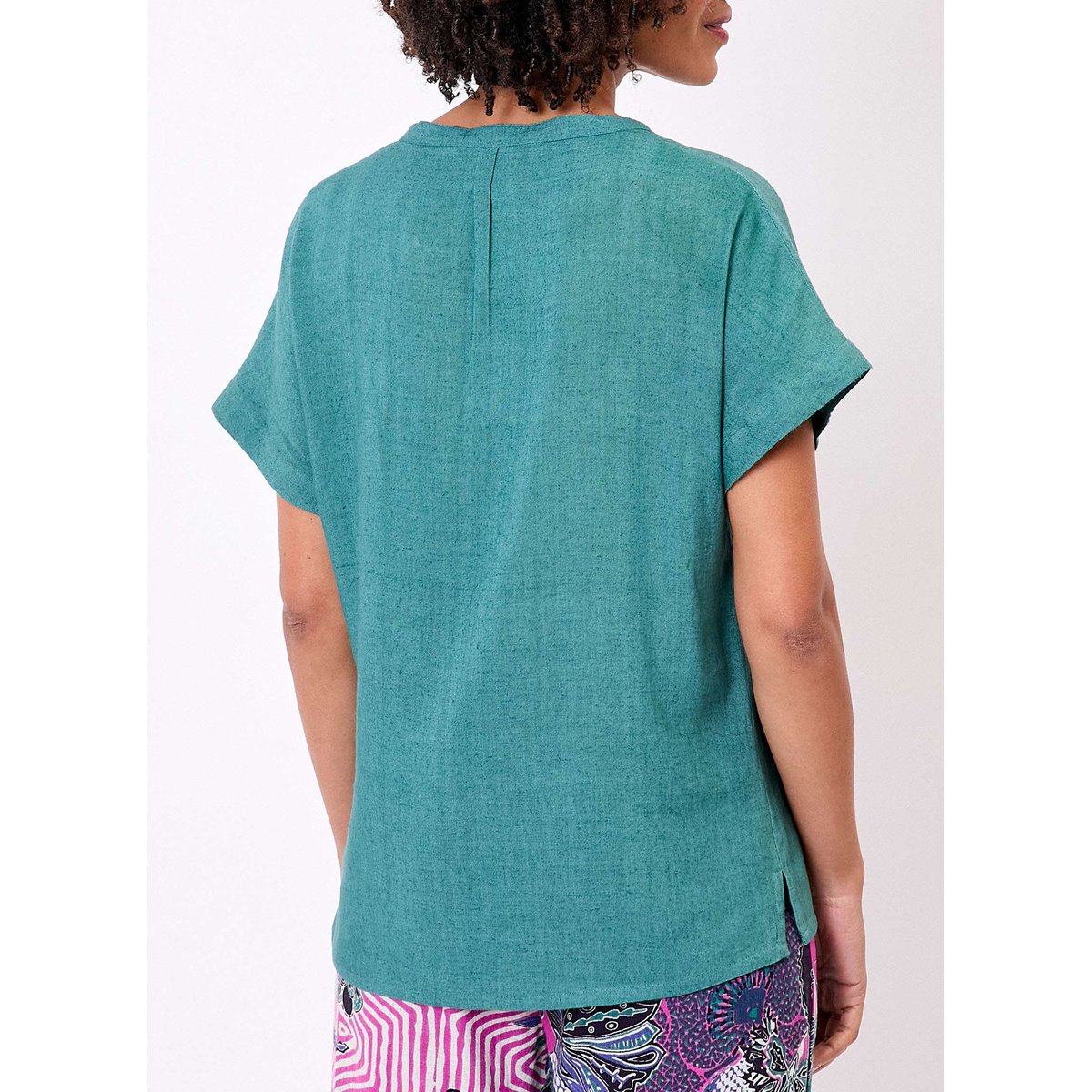 Tee shirt fluide lin FAIZ bleu acier mer, LA FIANCÉE