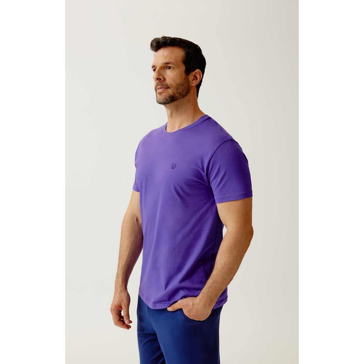 Tee-shirt en jersey de coton léger couleur unie Violet violet, ARTHUR