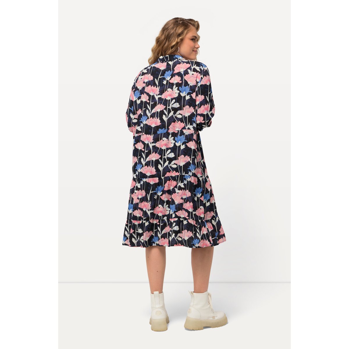Robe midi à manches longues marine, ULLA POPKEN